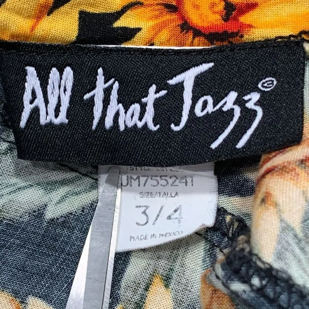 Vintage 90s Maxi Dress Sunflower Dark Floral Printed Black Sleeveless Cross-Back - Picture 9 of 12